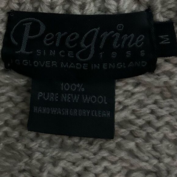 Peregrine Tan 100% Pure New Wool Cable Knit Zip Up Cardigan Sweater Size Medium - Picture 5 of 7